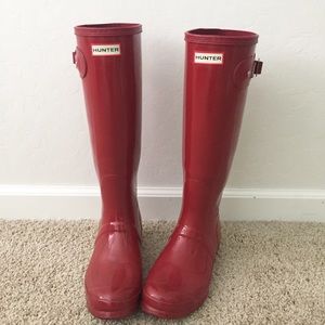 Glossy Red Hunter Rain Boots